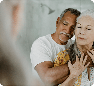 Adorable mixed senior couple