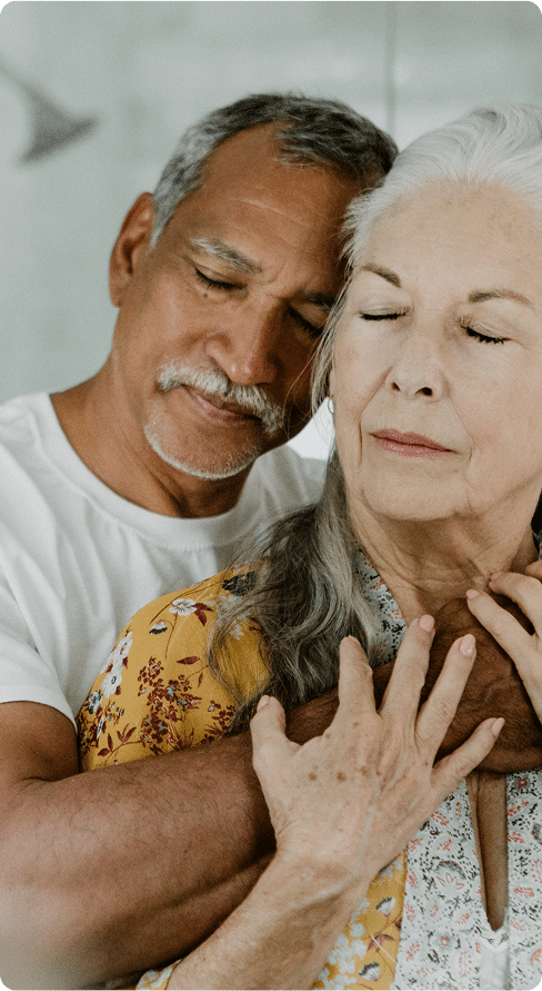Adorable mixed senior couple